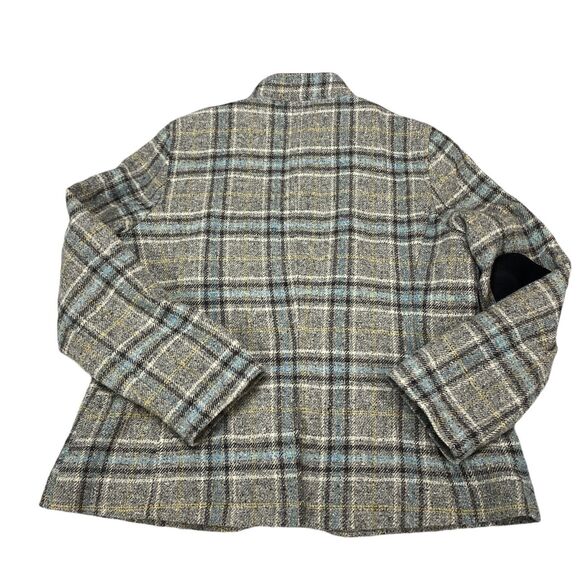 L.L. Bean Gray Plaid Blazer with Black Elbow Patches - Picture 3 of 16